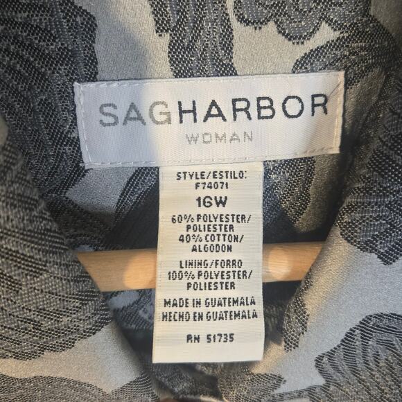 Chic Gray Floral Blazer, Size 16W [0151] - Picture 6 of 8